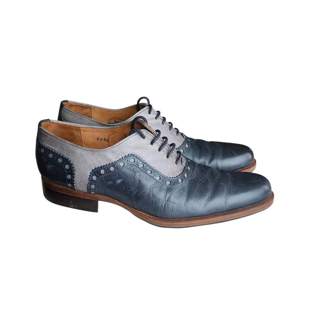 Fluevog 837 Granville Brogue Leather Oxfords Mens 9 Blue Grey Business Casual